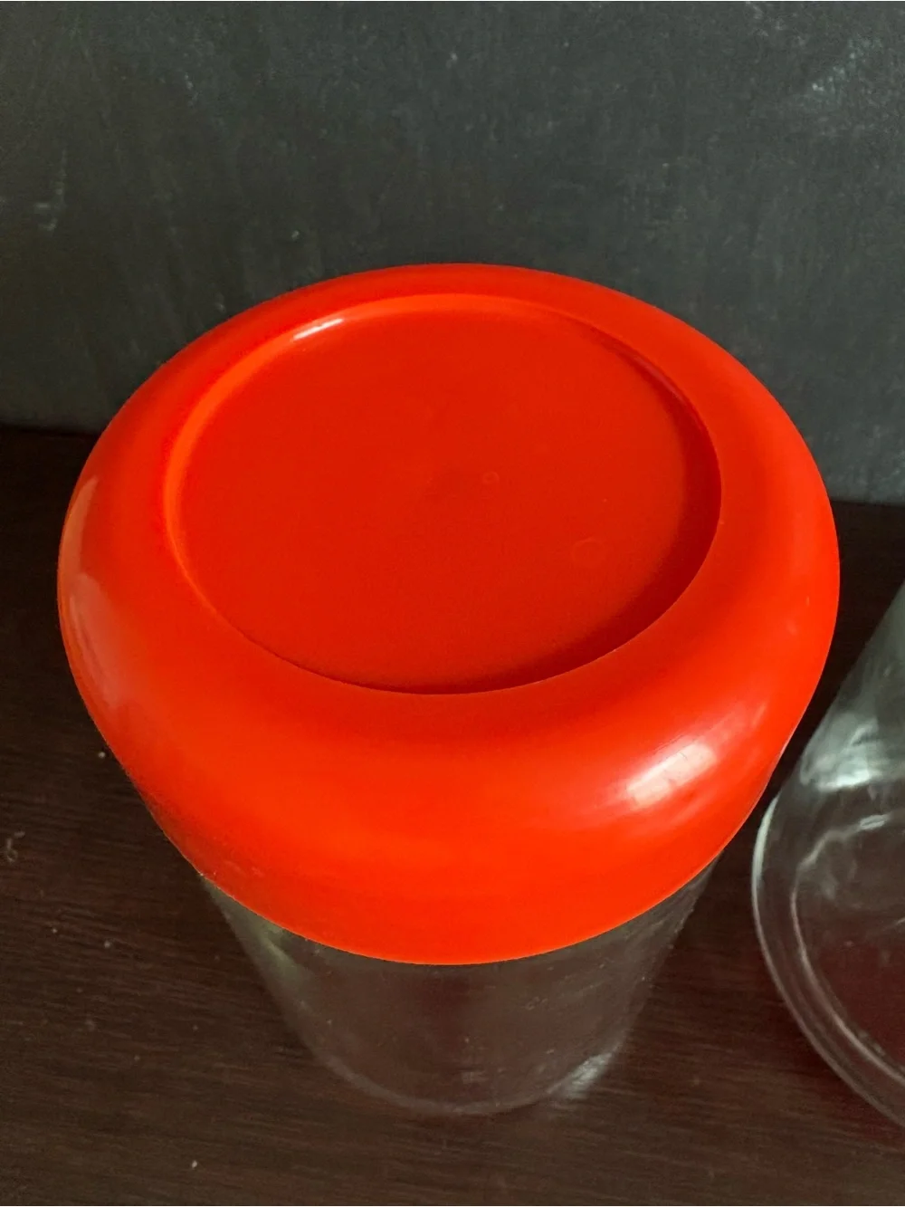 Massimo Vignelli Set of 2 Vintage Orange Glass Canisters.